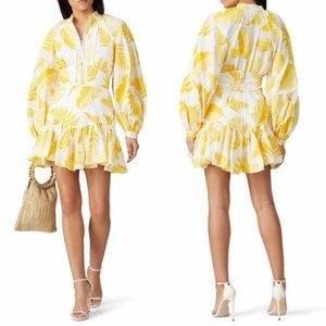 Acler Bastia Mini Dress Golden Leaves Size 4